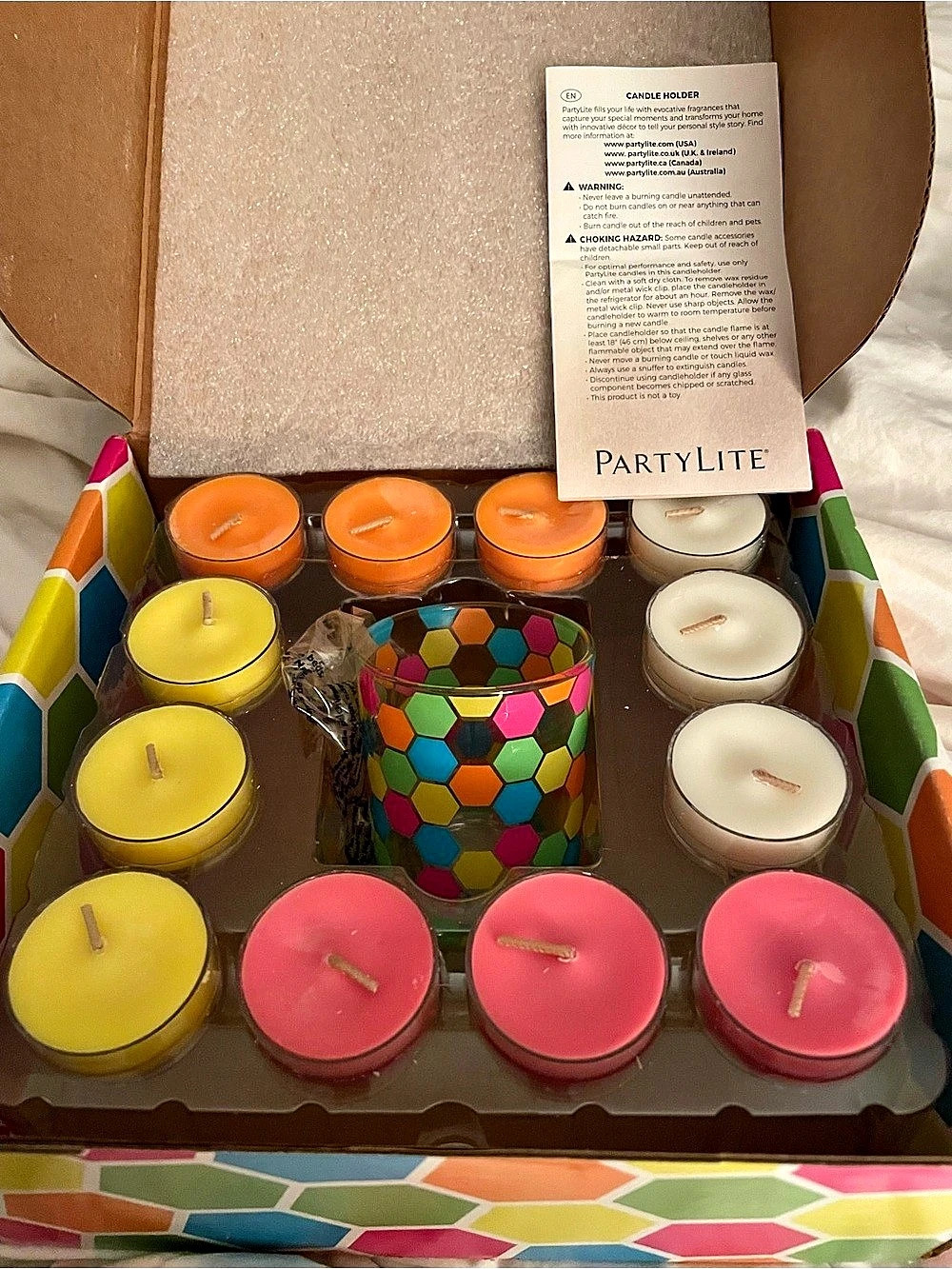 PartyLite Summer Sun Geometric Candle Holder Set NIB Complete